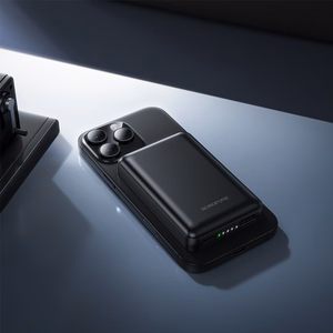 Borofone 5000mAh išorinė baterija BJ82 Dawn – USB – magnetinė, su indukciniu įkrovimu, juoda