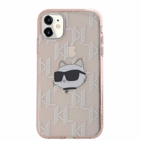 Karl Lagerfeld IML Choupette galvos ir monogramos dėklas iPhone 11 / Xr - rožinė