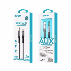 BWOO Kabelis AUX 3.5mm - USB-C BO-AUX066 juodas