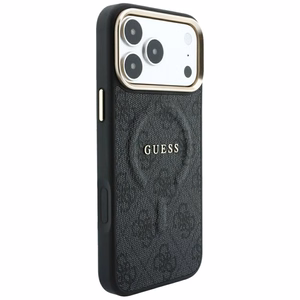 Guess Embossed 4G Classic MagSafe dėklas, skirtas iPhone 17 Pro Max / 18 Pro Max, juodas