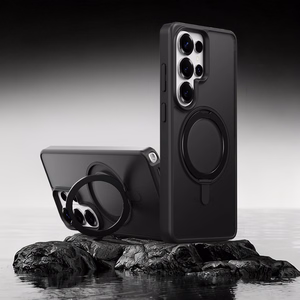 Rock Rotating Stovas Soft Touch Series Magnetic for Samsung Galaxy S26 Ultra juodas