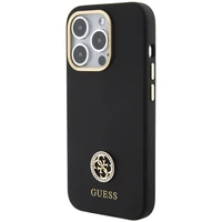 Guess silikoninis Logo Strass 4G dėklas telefonui iPhone 15 Pro - juodas