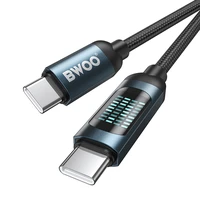 BWOO USB-C - USB-C kabelis 1m 60W su LED ekranu, pintas, juodas
