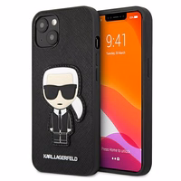 Karl Lagerfeld Saffiano Ikonik Karl's Patch Dėklas iPhone 13 mini - Juodas