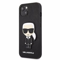 Karl Lagerfeld Saffiano Ikonik Karl's Patch Dėklas iPhone 13 mini - Juodas