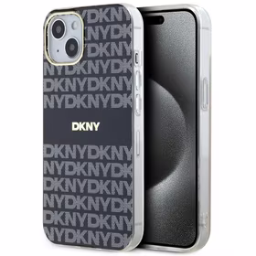 DKNY IML Mono ir juostelės Magnetinis dėklas iPhone 15 / 14 / 13 - juoda