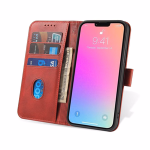 Magnetinis dėklas Samsung Galaxy S23+ su atverčiamu piniginės dangteliu ir stovu raudona