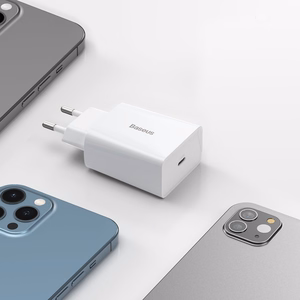 Baseus Speed Mini greitas įkroviklis, USB-C, PD, 3A, 20W (baltas)