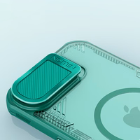 Nillkin Iceblade Prop magnetinis dėklas su kameros dangteliu ir stovu iPhone 16e telefonui - žalias