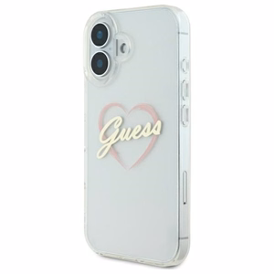 Guess IML Širdies dėklas telefonui iPhone 16 Plus - skaidrus
