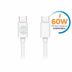 "Forever" kabelis USB-C - USB-C 1,0 m 60W baltas