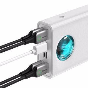 Išorinė baterija Baseus Amblight 30000mAh, 4xUSB, USB-C, 65W (balta)