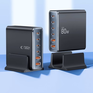 "Tech-protect DC80W-GAN" 6 PRIETAISŲ PD80W/QC3.0 įkrovimo stotelė - juoda