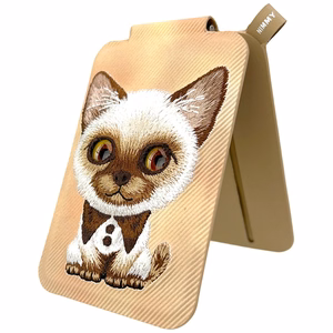 Nimmy New Big-Eye Cute Pets 2.0 Cat magnetinis „MagSafe“ kortelių dėklas telefonui su stovu – rudas