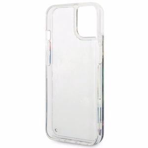 Guess GUHCP14SLFLSB iPhone 14 6.1 "mėlynas kietas dėklas Flower Liquid Glitter