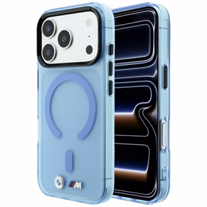 BMW M IML Frosted Metal Logo & Trims MagSafe dėklas, skirtas iPhone 17 Pro Max / 18 Pro Max – mėlynas
