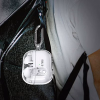 Tech-Protect FlexAir dėklas su karabinu, skirtas Samsung Galaxy Buds 3 / 3 Pro – skaidrus