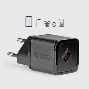 SBS TETRGAN1C20K 20W GaN USB-C sieninis įkroviklis su Power Delivery - juodas