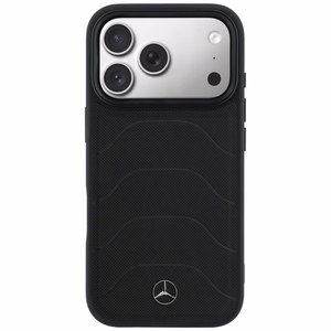 Mercedes Leather Mesh with Bow Line MagSafe dėklas iPhone 17 Pro Max, juodas