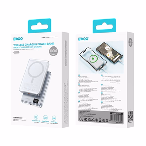 BWOO ultra-slim aluminium magnetic išorinė baterija P76 PD 20W 10000 mAh with digital display and USB-C port juodas