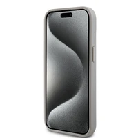 DKNY Odinis mono juosta ir metalinis logotipas dėklas telefonui iPhone 15 Plus / 14 Plus - smėlio