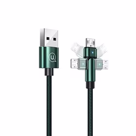 USAMS Laidas pintas sukamas U60 2A microUSB žalias 1m SJ478USB02 (US-SJ478)