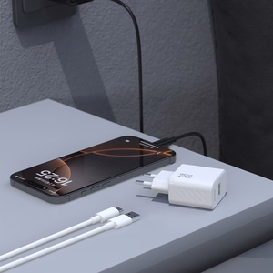 Dudao A27STEU 25W GaN USB-A Wall Įkroviklis with USB-A - USB-C Laidas - Baltas