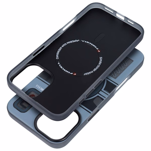 FORCELL F-PROTECT Levels su dvigubo sluoksnio 4D technologija, karinio kritimo testuotas, suderinamas su MagSafe IPHONE 16 PLUS kibernetinis pilkas