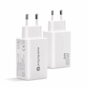 GaN įkroviklis 1 x USB, 2 x USB-C Quick Charge 4+ 65W baltas