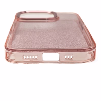 Blizgus dėklas telefonui iPhone 16 - rožinis su blizgučiais