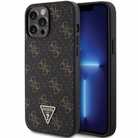 Guess 4G Triangle Metal Logo dėklas iPhone 14 Pro - juodas