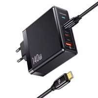 USAMS Tinklo įkroviklis 2xUSB-C+1xUSB T52PD140W PD Fast Charging US-CC168 + laidas U82 USB-C/USB-C US-SJ581 240W juodas/black UM Series UMXLOGTC01