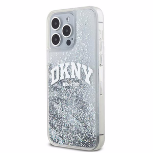 DKNY dėklas telefonui iPhone 15 Pro Max 6,7" DKHCP15XLBNAET baltas HC skysti blizgučiai su arkinis logotipas