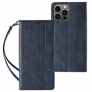 Magnet Strap Case для iPhone 13 Pro Max кошелёк + мини-подвеска ремешок синий