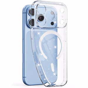 Tech-Protect FlexAir MagSafe dėklas, skirtas iPhone 17 Pro Max / 18 Pro Max, skaidrus su blizgučiais