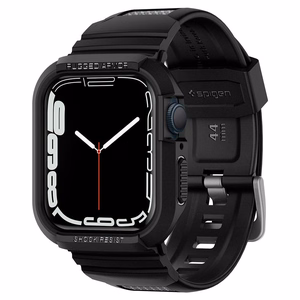Spigen Rugged Armor Pro dėklas su dirželiu Apple Watch 4 / 5 / 6 / 7 / 8 / SE (44/45 mm) - juodas