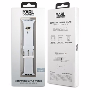 Karl Lagerfeld 3D Rubber Karl Head dirželis baltas skirtas Apple Watch 42/44/45/49mm