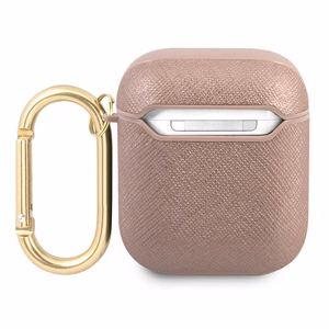 Guess GUA2SASMP Dėklas AirPods rožinis Saffiano Script Metal kolekcija