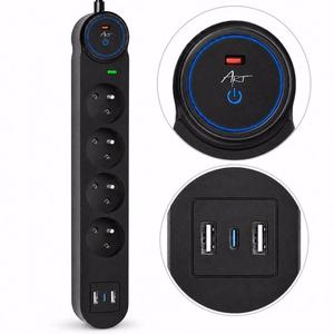 Удлинитель 4 розетки + 2 x USB A + USB C Art FU810 1,5 м черный