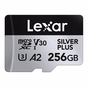 „Lexar High-Performance Silver Plus“ microSDXC atminties kortelė, 256 GB + adapteris