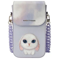 Nimmy Big Eyed Pet 2.0 Triušis 3-in-1 Dėklas telefonui + Piniginė + Sekimo įrenginio dėklas - violetinis (m)