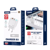 JELLICO tinklinis įkroviklis EU11 PD 20W 1xUSB-C + 1xUSB QC3.0 + laidas USB-C - Lightning Baltas