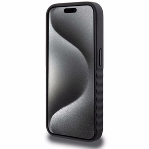 Mercedes Smooth Leather dėklas telefonui iPhone 15 Pro - juodas