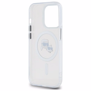 IML Metal Karl & Choupette Head MagSafe Dėklas telefonui iPhone 14 Pro Max - baltas