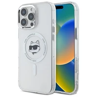 Karl Lagerfeld IML Metalinis Choupette Head Magnetinis dėklas telefonui iPhone 16 Pro - baltas