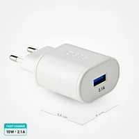 SBS TETR1USB2AWFAST 10W USB-A sieninis įkroviklis - baltas