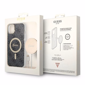 Guess GUBPP14MH4EACSK 4G Print MagSafe dėklo ir įkroviklio rinkinys, skirtas iPhone 14 Plus 6.7", juodas