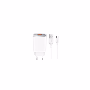 XO sieninis įkroviklis CE19 QC 18W 1x USB, baltas + USB-C laidas