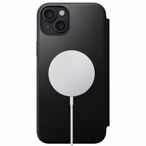 Nomad modernus odinis folio dėklas telefonui iPhone 15 Plus 6,7" juodas