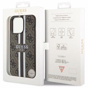 Guess GUHMP13XP4RPSW iPhone 13 Pro Max 6.7" rudas/rudas kietas dėklas 4G Printed Stripes MagSafe